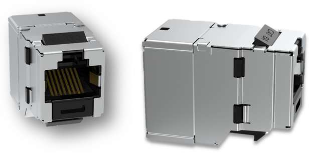 Durch die extrem kurze Bauform mit nur 30 mm lassen sich die RJ45-Keystone-Module flexibel in jeder Keystone-Aufnahme integrieren.