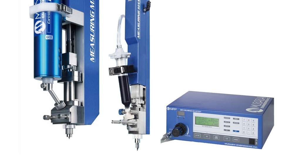 Das Kolbensiersystem MPP-5S ermöglicht das hochpräzise Dosieren kleinster Materialmengen und lässt sich über Ethernet in digitale Produktionsumgebungen integrieren. Der Volumendispenser MPP-5 ist in vielen Varianten für unterschiedliche Applikationen konfigurierbar.
