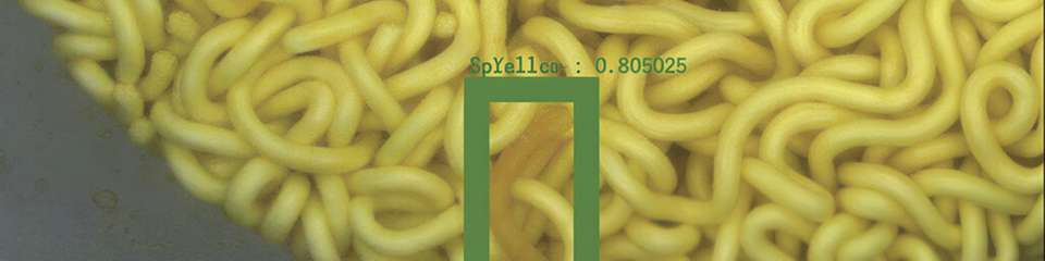 Bildverarbeitung in der Instantnudel-Produktion: KI-gestützte Inspektionssysteme erkennen Defekte wie überkochte Stärke, Rückstände, Fett und Risse in Echtzeit.