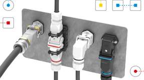Das neue Verschlussbügeldesign der Baugröße 21.21 erlaubt eine einfache, farblich codierte Unterscheidung kompakter Steckverbinder und sorgt so für mehr Sicherheit, Ergonomie und Übersicht in platzkritischen Industrieanwendungen.