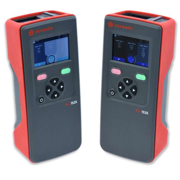 Das neue kompakte Photovoltaik-Prüfgerät Seaward PV:1525 mit dynamischem Überspannungsschutz und Bluetooth-Schnittstelle.