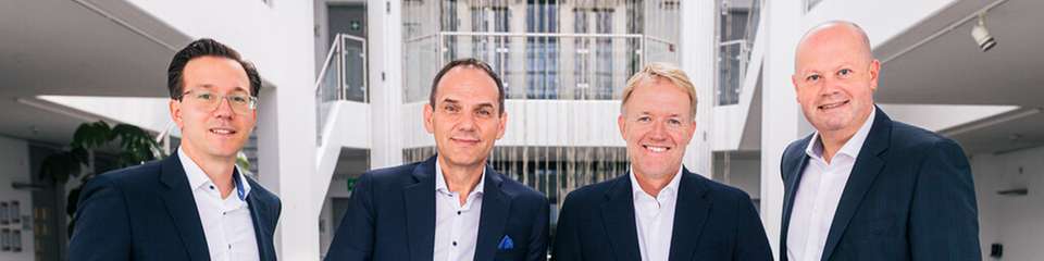 Die Geschäftsführung von Conrad (von links): Dr. Sebastian Dehnen, Ralf Bühler, Dr. Daniel Saga und Guy Dann.