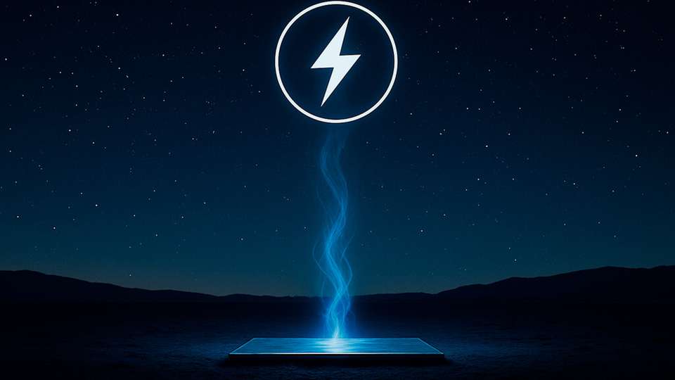 Eine experimentelle Anlage zeigt, wie ein Stirlingmotor nachts mechanische Energie aus dem Temperaturgefälle zwischen Erdboden und Weltraum gewinnt.