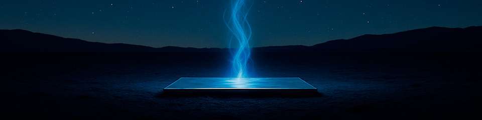 Eine experimentelle Anlage zeigt, wie ein Stirlingmotor nachts mechanische Energie aus dem Temperaturgefälle zwischen Erdboden und Weltraum gewinnt.