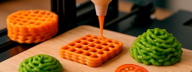 Forschung kombiniert 3D-Druck und Extrusion, um präzise strukturierte Hybridlebensmittel mit verbesserten Texturen und ernährungsphysiologischen Eigenschaften zu entwickeln.
