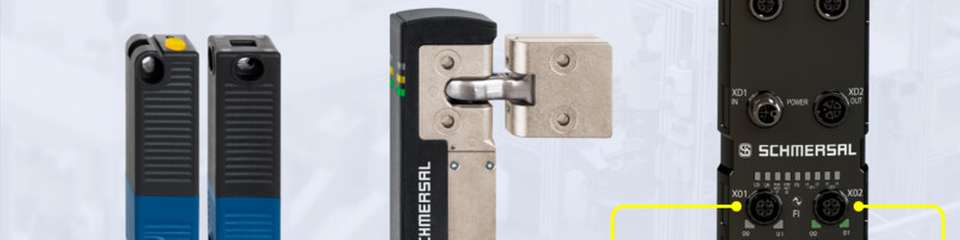 Die ersten IO-Link-Safety-Produkte von Schmersal sind gegen Ende des ersten Halbjahres 2026 lieferbar: der Sicherheitssensor RSS362 (rechts) und die Sicherheitszuhaltung AZM42 (links) .