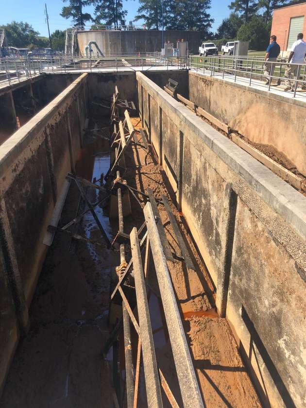 Vor der Umrüstung: horizontale Schaufelräder in der Chattahoochee Water Treatment Plant in Atlanta, Georgia.