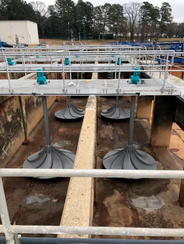 Nach der Umrüstung: Hyperboloid-Flockungsrührwerke.