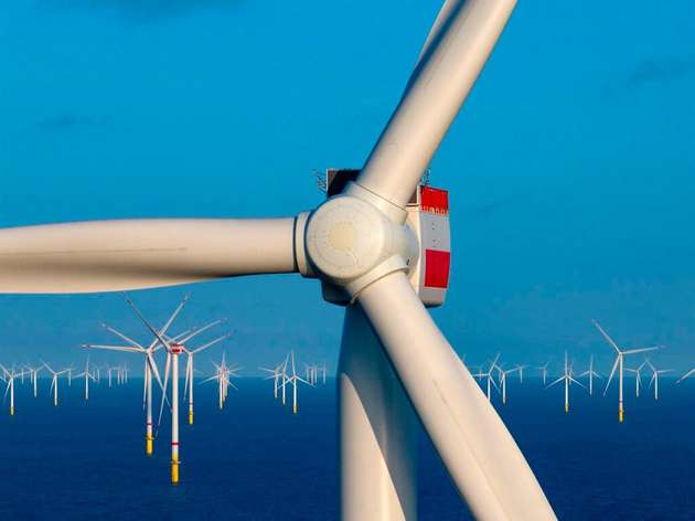 Windkraftanlage im Offshore-Windpark Borkum Riffgrund 3