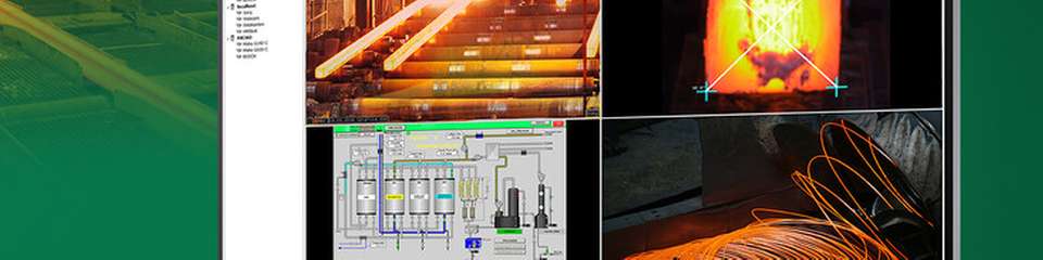 Industrie-Thermografiekamera zur Echtzeit-Überwachung von Hochtemperaturprozessen in der Metallverarbeitung mit Analyse-Software.