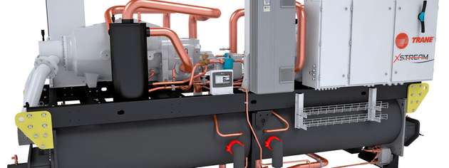 Hochtemperatur-Wasser/Wasser-Wärmepumpe für industrielle Prozesswärme mit sehr hohen Vorlauftemperaturen und hoher Heizleistung.