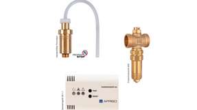 Zum Schutz von Monoblock-Wärmepumpen vor den Gefahren durch Stromausfall und Minustemperaturen empfiehlt sich die Verwendung des Frostschutzventils AVV, der manuellen Schnellentlüftung PrimoVent und des Gaswarngeräts GS 1.1 von Afriso.