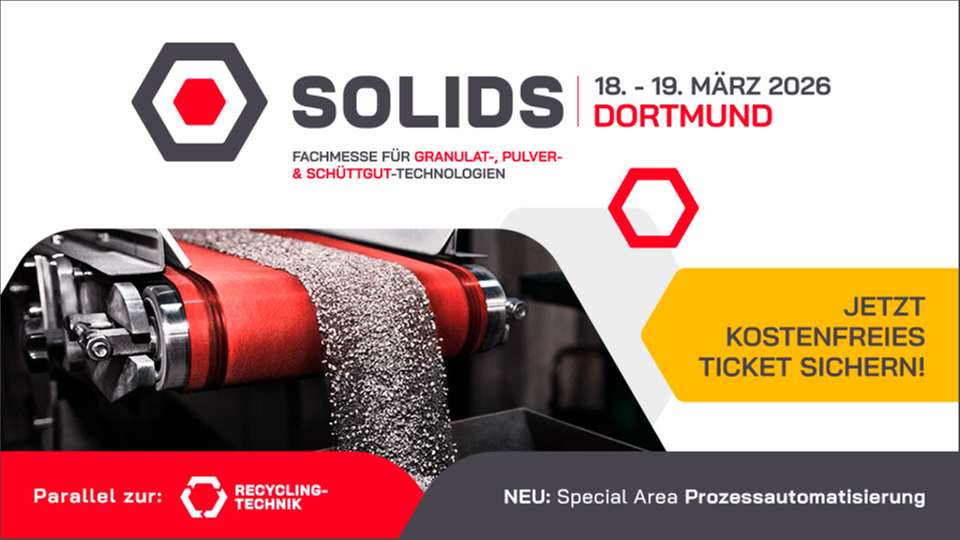 Die Solids Dortmund öffnet am 18. und 19. März 2026 erneut ihre Tore und präsentiert Technologien und Services rund um Granulate, Pulver und Schüttgüter.
