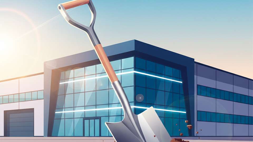 Mit dem Spatenstich beginnt der Bau des neuen Betriebsgebäudes in Bechlingen, das Ifm künftig rund 200 Mitarbeitenden aus Betriebsmittelbau und Ausbildung modernen Raum bieten soll.