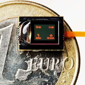 Rotes OLED-Mikrodisplay mit 320x240 Pixeln.