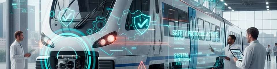 Ganzheitliche Sicherheitsanalyse für Batterie- und Wasserstoffantriebe im Schienenverkehr: von Gefährdungsidentifikation über Restrisiko bis zur Bewertung des Gesamtsystems.