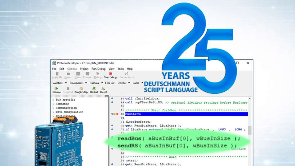 Die selbsterklärende Deutschmann Script-Sprache ermöglicht die flexible Protokollanbindung zwischen den Unigate-Modulen an Protokollkonvertern, Embedded-Lösungen und Gateways.
