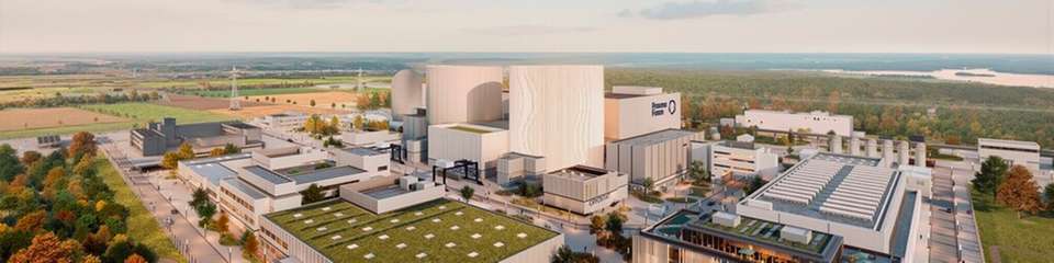 llustration des zukünftigen Standorts von Proxima Fusion's Stellaris, dem ersten kommerziellen Fusionskraftwerk auf Stellarator-Basis, in Gundremmingen, Deutschland.