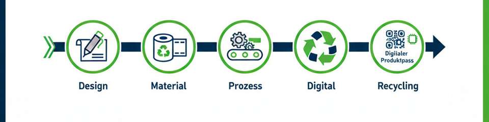 Smart Packaging als Lifecycle-Ansatz: von Design und Material über Prozess und digitale Lösungen (digitaler Produktpass) bis zum Recycling; Ziele: Recyclingfähigkeit, Materialreduktion, CO2-Fußabdruck.
