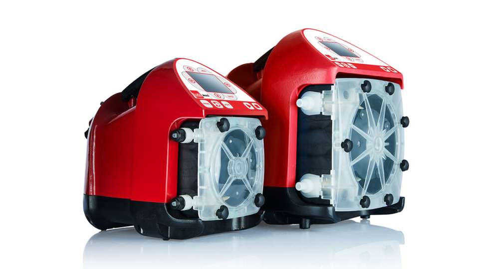 Schlauchpumpen-Serie für die Wasseraufbereitung: kompakte Bauform, pulsationsarme Förderung und Leckage-Erkennung; bei FXM 2/3 optional mit Flow Verification Sensor.S