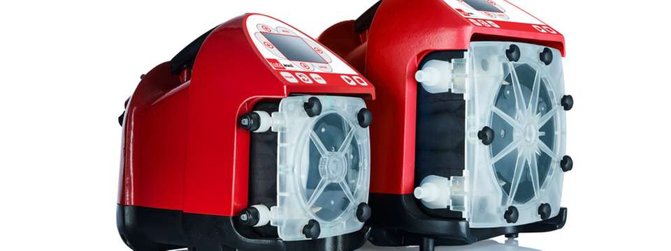 Schlauchpumpen-Serie für die Wasseraufbereitung: kompakte Bauform, pulsationsarme Förderung und Leckage-Erkennung; bei FXM 2/3 optional mit Flow Verification Sensor.S