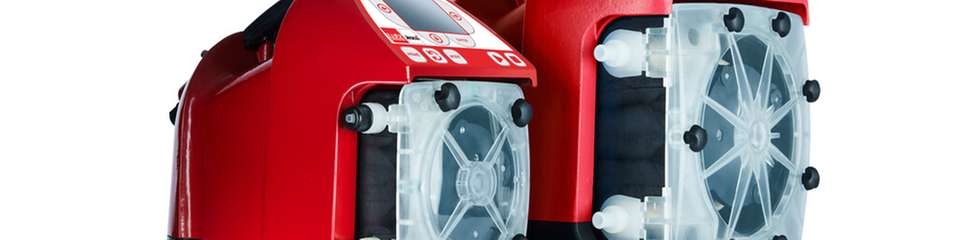 Schlauchpumpen-Serie für die Wasseraufbereitung: kompakte Bauform, pulsationsarme Förderung und Leckage-Erkennung.