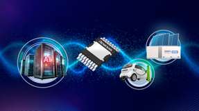 Visual zeigt Einsatzbereiche eines GaN‑Leistungsschalters – von KI-Rechenzentren über Energiespeicherung bis zur E‑Mobilität.