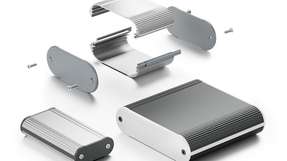 Die Tondo-Kleingehäuse bestehen aus zwei ineinandergesteckten Aluminium-Profilhalbschalen mit innenliegenden Führungsnuten für Leiterplatten.