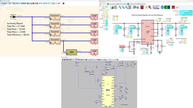 Überblick über die Entwicklungswerkzeuge für Spannungsversorgungen, LTpowerPlanner, LTpowerCAD und LTspice.