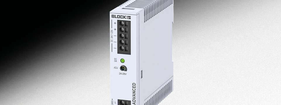 Mit vier neuen Varianten von 30 bis 100 W erweitert Block die Power-Advanced-Serie um kompakte 24-V-Schaltnetzteile in schmaler Hutschienen-Bauform.