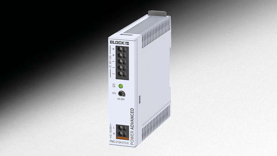 Mit vier neuen Varianten von 30 bis 100 W erweitert Block die Power-Advanced-Serie um kompakte 24-V-Schaltnetzteile in schmaler Hutschienen-Bauform.
