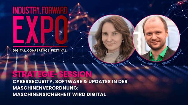 Marcus Scholle, Functional Safety Consultant, und Franca Hopf, Product Manager Functional Safety, beide Wieland Electric, sind Speaker auf der INDUSTRY.forward EXPO.