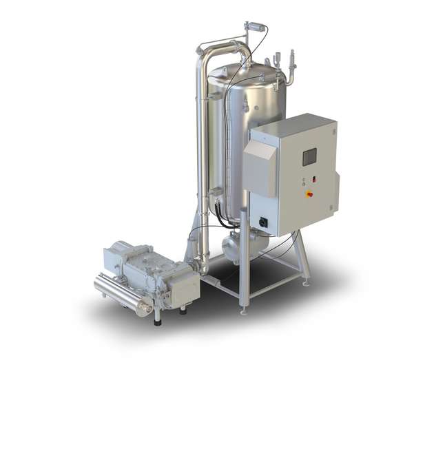 Leybolds Lösung für die Bierabfüllung mit Trockenvakuumpumpe (links): Die Schaumabscheidung ist dabei ein sehr wichtiger Bestandteil.
