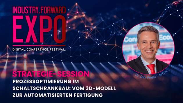 Auf der INDUSTRY.forward EXPO präsentiert Dr. Dirk Pieler, EVP bei Rittal, Praxisbeispiele, die zeigen, wie durch die intelligente Verknüpfung von Engineering und Fertigung Effizienzsprünge von bis zu 75 Prozent erreicht werden können.