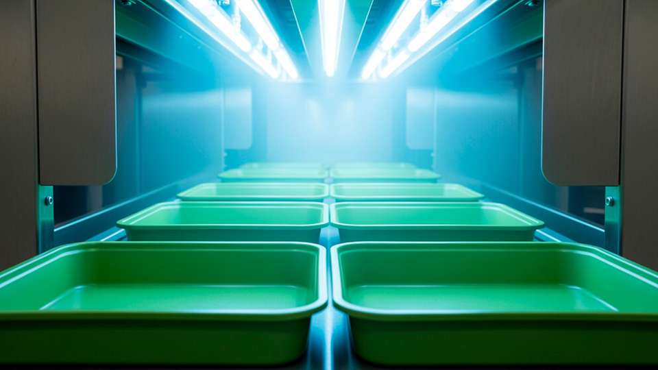 Die Behälter werden im Inneren der Schleuse durch energiesparende UV-C-LEDs bestrahlt, die 99,9 Prozent aller Keime abtöten.