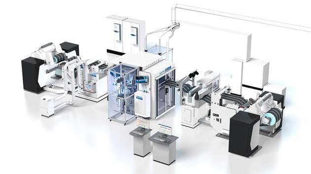 Kalandertechnologie als Herzstück der Zellproduktion: Für die hochautomatisierten Linien von V4Smart liefert Breyer ein integriertes Kalandersystem, das präzise Elektroden verarbeitet, Maßhaltigkeit sichert und in die digitalisierte Fertigungsumgebung mit Track-&-Trace eingebunden ist.