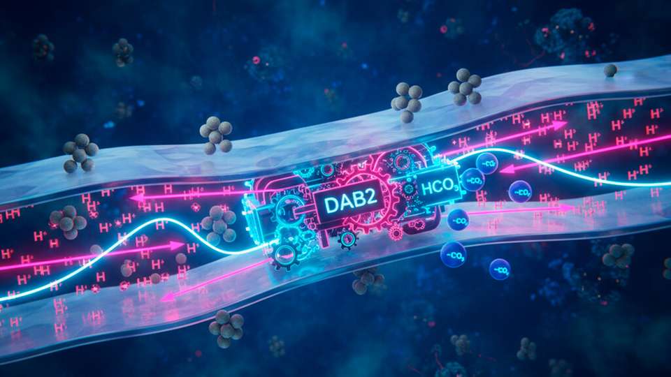 Der Membrankomplex DAB2 ermöglicht lithoautotrophen Mikroorganismen, CO2 intrazellulär zu HCO3- umzuwandeln und anzureichern – gekoppelt an ein Konzentrationsgefälle (Protonengradient) über der Zellmembran und damit ATP-unabhängig.