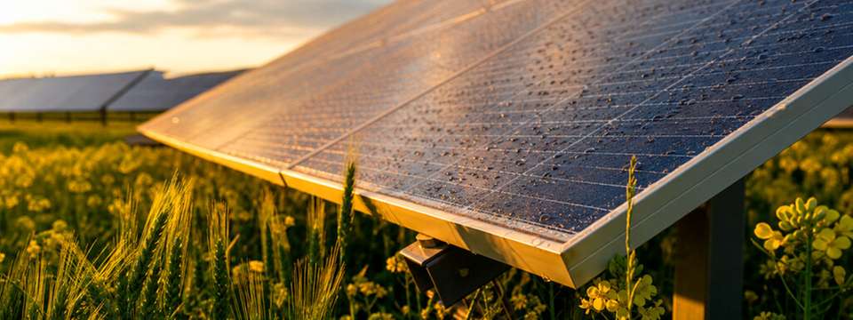 Die Agri-Solaranlage am Hartmannsbrook in Amelsbüren nutzt 2P-Tracking-Module auf einer Fläche von 13,2 ha, um Sonnenstrom zu erzeugen und gleichzeitig Ackerbau zu ermöglichen.