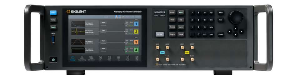 SDG8000A-Serie von Siglent: Arbiträrsignalgenerator mit HF- und IQ-Synthese bis 5 GHz, Abtastrate bis 12 GSa/s.