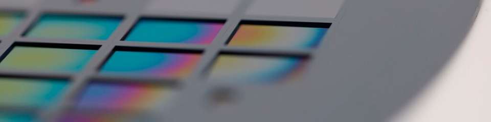 Wafer mit platzierten Chiplets.