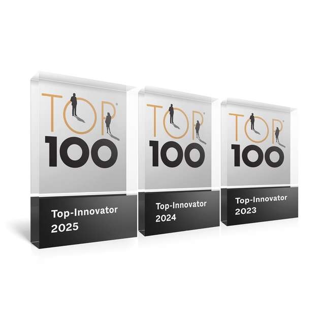 Als Innovator ausgezeichnet mit dem TOP 100-Siegel: Die Auszeichnung als „Top-Innovator“ erhalten nur besonders innovative mittelständische Unternehmen. Wolftechnik wurde 2023, 2024 und 2025 mit dem Siegel ausgezeichnet.