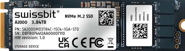 Neue A2000-PCIe-SSD-Plattform von Swissbit: Zum Marktstart verfügbar im M.2-2280-Formfaktor mit Kapazitäten bis zu 4 TB.