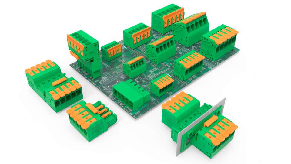 Die Degson DLS-Serie zeigt ihre Variantenvielfalt: Von Board-to-Board über Wire-to-Board bis zur Durchwand-Ausführung – alle Varianten mit dem charakteristischen orangefarbenen Doppelhebel für werkzeuglose, schnelle und sichere Leiteranschaltung.