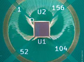 Gebondeter Chip: Das RISC-V Secure Element ist auf einem Träger befestigt und über Bonddrähte elektrisch mit ihm verbunden.