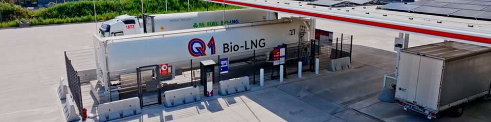 Partnerschaft zwischen Uniper und Q1 Energie: Künftig wird über das Q1-Bio-LNG-Netz in mehreren Bundesländern erneuerbarer Kraftstoff für den Schwerlastverkehr bereitgestellt. 