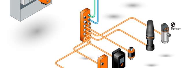 Prinzipieller Aufbau des Y-Weges mit IO-Link-Master und Edge-Gateway.