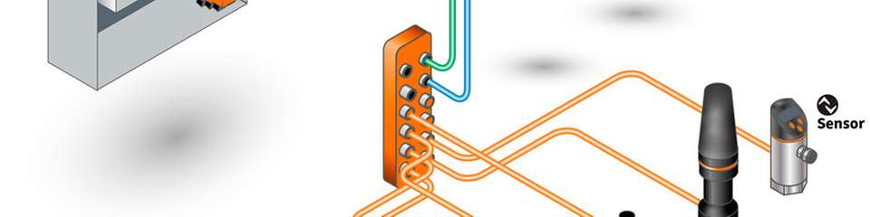 Prinzipieller Aufbau des Y-Weges mit IO-Link-Master und Edge-Gateway.