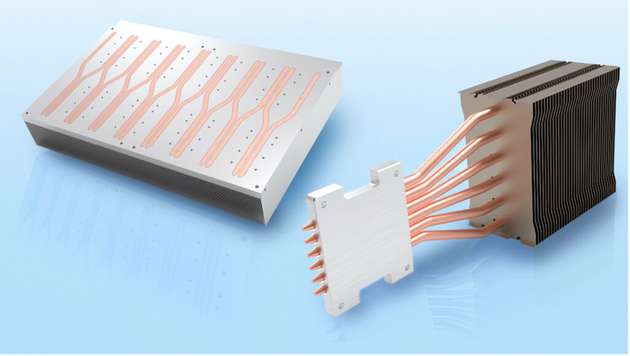 Heatpipes transportieren große Wärmemengen schnell vom Hotspot zum eigentlichen Kühlkörper. Dadurch eignen sie sich ideal für enge Bauräume.