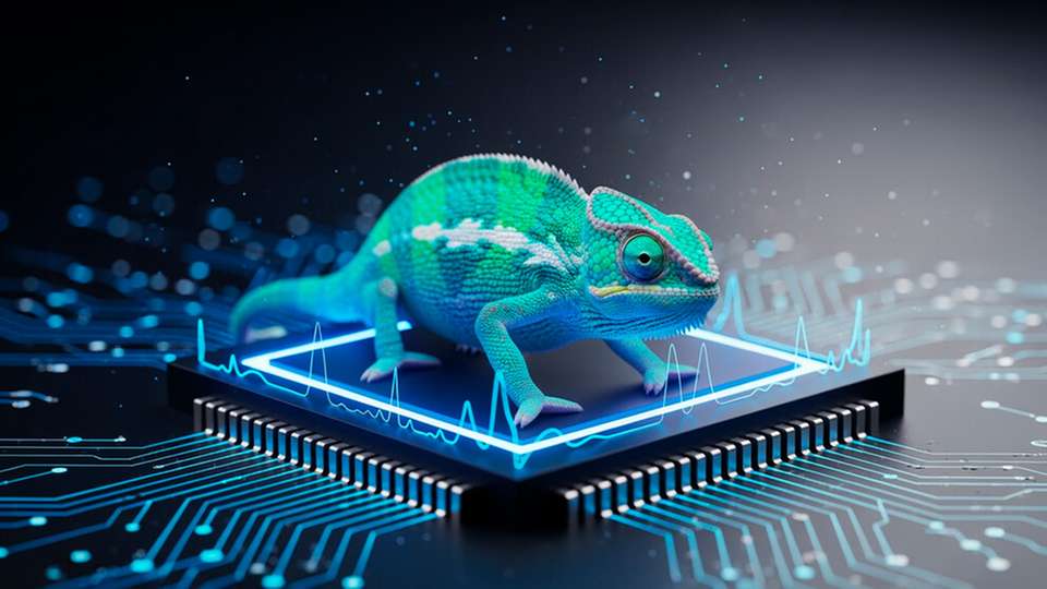 KI-Halbleiter wie ein Chamäleon: Der programmierbare dynamische Memtransistor passt seine Reaktionsgeschwindigkeit an wechselnde Datensignale an und kann dadurch Vorhersagefehler in KI-Anwendungen deutlich reduzieren.