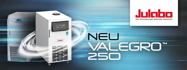 Der VALEGRO 250 von Julabo temperiert externe Kreisläufe im Labor zwischen −15 und +40 °C und kombiniert kompakte Abmessungen mit flexibler Pumpenleistung, Touchdisplay und digitaler Schnittstellenintegration.